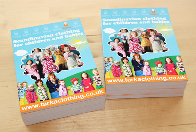 Colourful A5 leaflet designed for Tarka Clothing