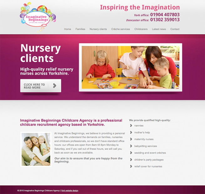 The new imaginative childcare website we have just designed