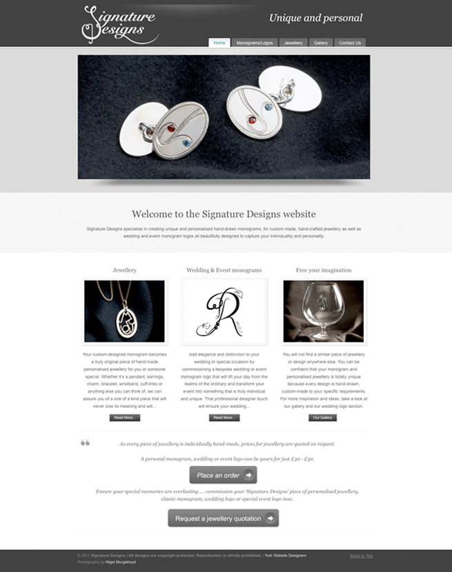 The new website we designed of Signature Designs